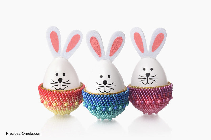 Easter Eggs in a Seed Bead Basket by Preciosa