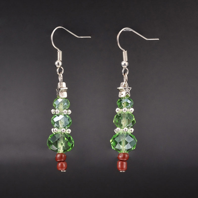 Christmas Tree Glass Beads Dangle Earrings – Beadazzle Bead Outlet