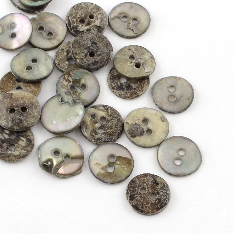 Akoya Mother of Pearl Natural Grey Shell Buttons - 14mm – Beadazzle ...