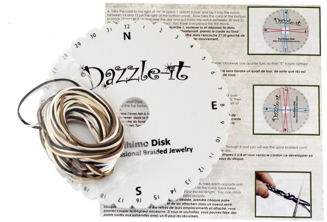 DAZZLE-IT!® KUMIHIMO BRAIDING KIT WITH CORD - ROUND DISK