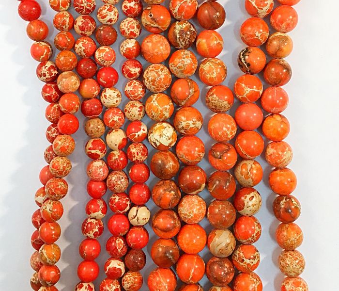 Sea Sediment Orange (Dyed) Regalite Jasper Natural Gemstone Bead