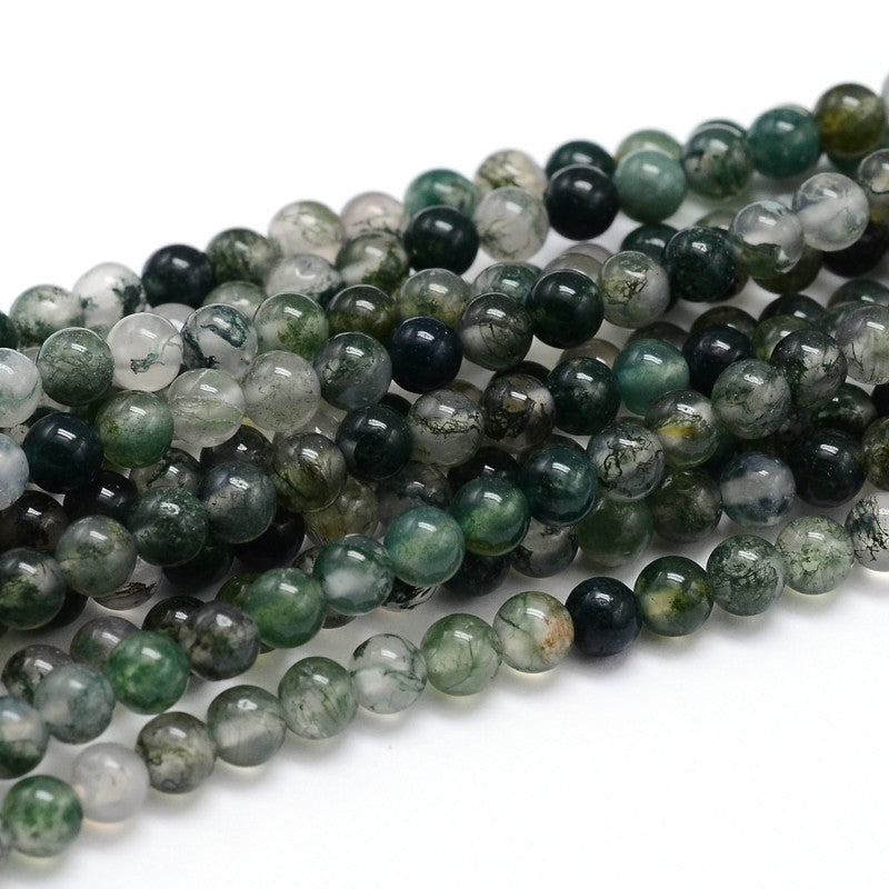 Moss Agate Natural Gemstone Round Bead Strand 10-229 – Beadazzle Bead ...