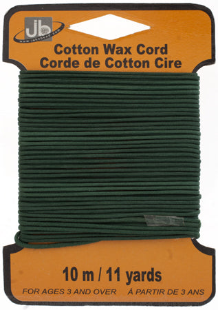 COTTON WAX CORD 1.5mm ROUND  5HEADERSx10MTR=50MTR GREEN