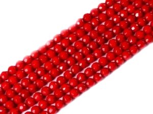 6.5 MM FACETED ROUND CORAL BEADS 15'' STRAND 1 PIECE/PACK