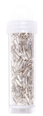 GLASS BEADS 20g VIALS #3 BUGLE  SILVERLINED CRYSTAL