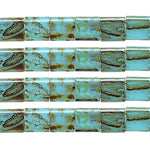 Miyuki TILA Bead 5x5mm 2 Hole  Turquoise w/Brown Picasso Op.