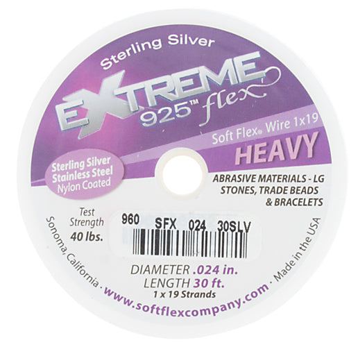 Sterling Silver Beading Wire Soft Flex Extreme .024 19 Strand 30 Feet –  Beadazzle Bead Outlet