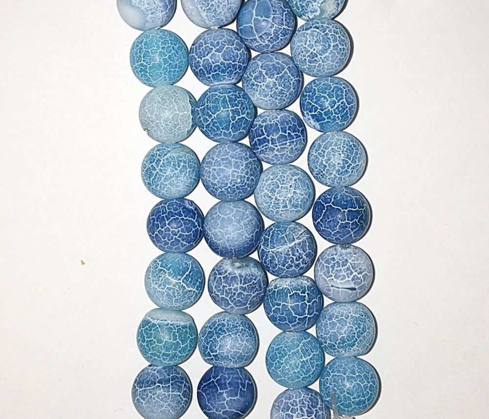 Efflorescence Blue Agate Natural Gemstone Bead Strand #10-158