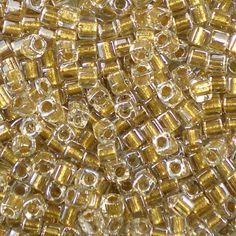 MIYUKI SQUARE CUBE 3MM BEADS GOLD SPARKLE LINED LUSTRE