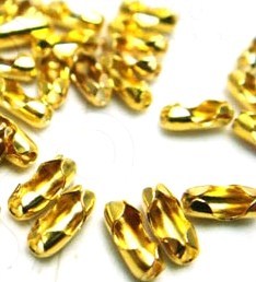 3 X 5MM SNAP ON BALL CHAIN CAPS/ CONNECTOR GOLD-PLATED 5PCS/PACK