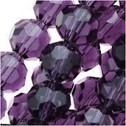 POLISHED PRESSED PURPLE COLOR GLASS BEADS , 8MM FACETED ROUND 22"STRAND (approx. 70 PCS)