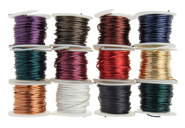 ARTISTIC WIRE, 22 GAUGE (.64 MM), BUY-THE-DOZEN, ASSORTED COLORS, 5 YD (4.5 M) EACH, 12 SPOOLS
