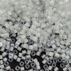MIYUKI SQUARE CUBE 3MM BEADS WHITE TR  LINED LUSTER