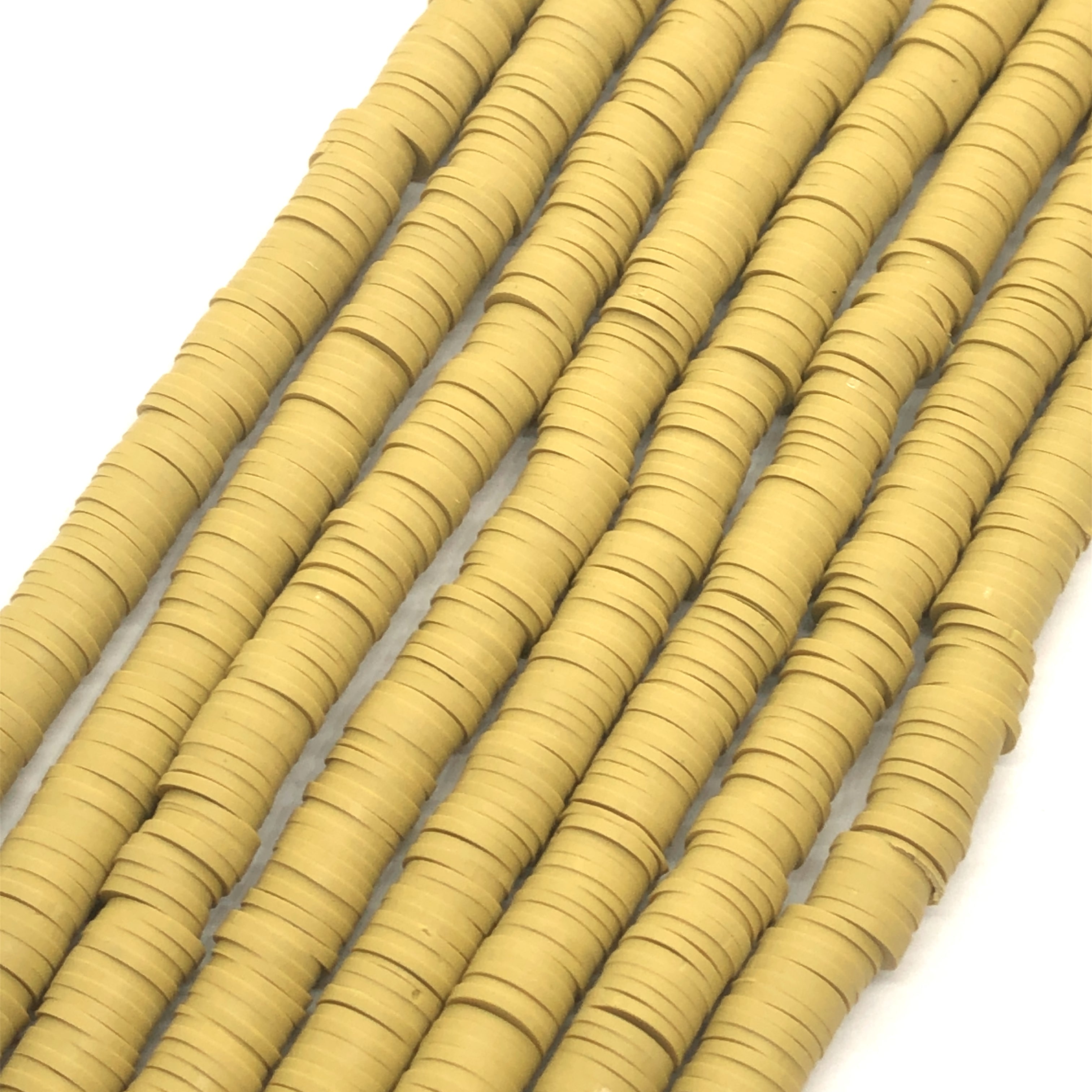 8mm Bright Yellow Heishi Bead Strands, Flat Round Polymer Clay