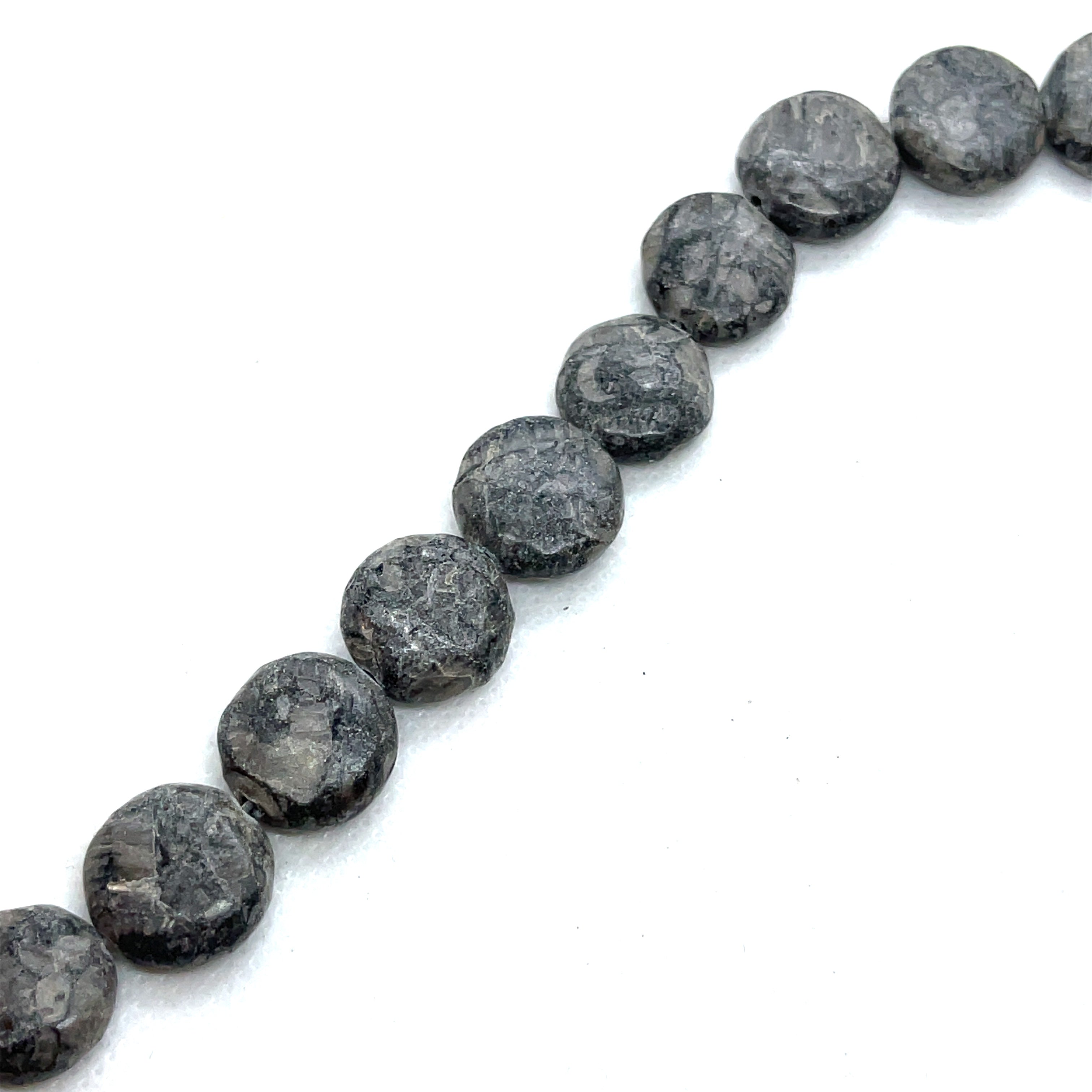 Grey Scenery Jasper Natural Gemstone Bead Strand #10-10G